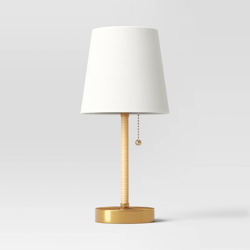 Mini Rattan Wrap Stick Table Lamp Brass - Threshold™, 1 of 12