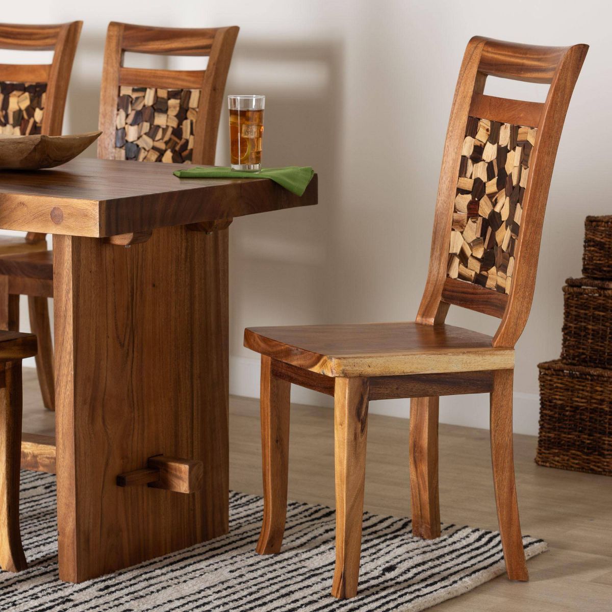 bali & pari Luan Suar Wood Dining Chair Natural Brown