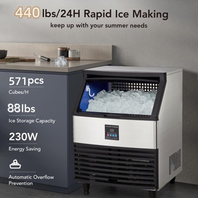 GARVEE Commercial Ice Maker Machine, Stainless Steel Under,Ice Storage Capacity, Freestanding Ice Maker