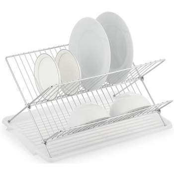 Home Basics 2 Tier Plastic Dish Drainer, White : Target