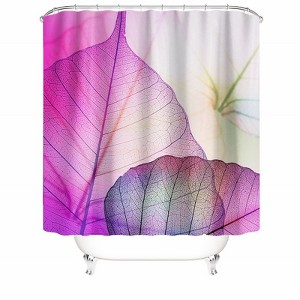 Purple Leaves Shower Curtains for Bathroom Waterproof Fabric Bath Curtain Durable Soft Stylish Bathroom Decor 72x72 Inch - 1 of 1