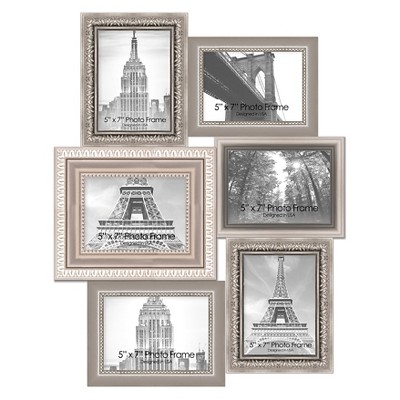 26.62" x 17.88" Paris III Multiple picture frame Antique Silver - PTM Images