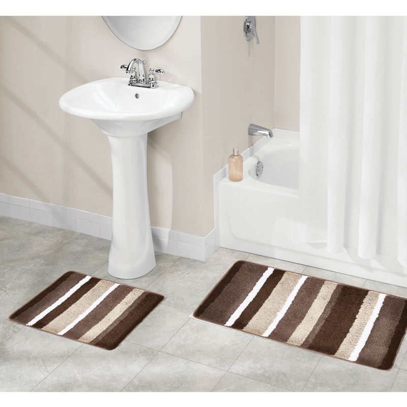 mDesign Striped Microfiber Bathroom Spa Mat Rugs/Runner, Set of 3, 3 of 11