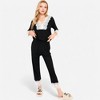Anna-Kaci Lounge Women's Lace Trim Pajama Set with 3/4 Sleeve Top and Elastic Waist Pants - 4 of 4