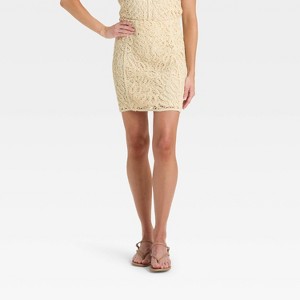 Women's Crochet Mini A-Line Skirt - A New Day™ Tan - 1 of 3