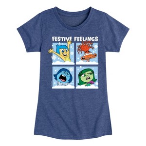 Girls' - Inside Out 2 - Festive Feelings Grid Fitted Short Sleeve Graphic T-Shirt - 1 of 4