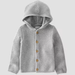little Planet By Carter's Toddler Organic Cotton Knit Hooded Sweater - Gray 