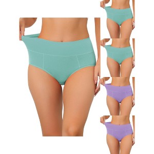 Allegra K Women's Plus Size High Waist Available in Tummy Control 5 Packs Briefs - 1 of 4