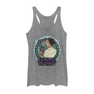 Women's Star Wars Ornate Princess Leia Glass Racerback Tank Top - 1 of 3
