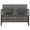 vidaXL Patio Furniture Outdoor Seating with Cushions for Deck Poly Rattan - Gray - 3 of 4