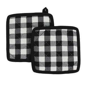 Annie Buffalo Check Black Pot Holder Set of 2 8x8 VHC Brands - 1 of 3