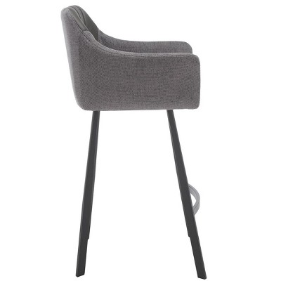 Rodi Gray and Black Leather and Fabric Counter Stool