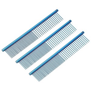 Unique Bargains Stainless Steel Rounded Ends Gentle Care Pet Comb 3 Pcs - 1 of 4