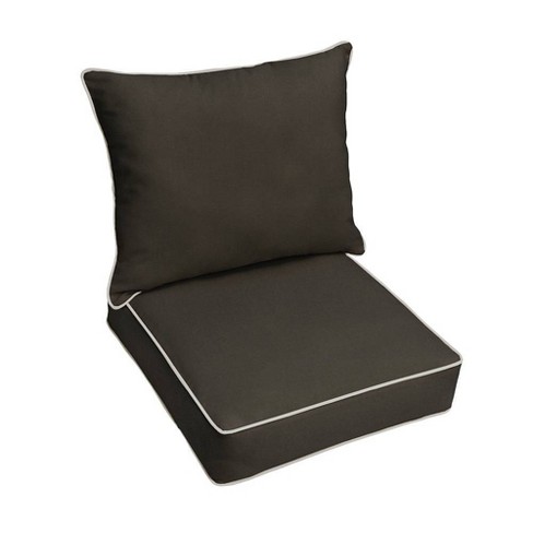 Sunbrella 2pc Canvas Outdoor Deep Seat Pillow and Cushion Set Black