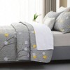 Floral Quilt Set King Size 3Pcs, Grey Branch with Yellow Turquoise Polka Dot Pattern All Season Lightweight Coverlet SetsKing 106x96 - 2 of 4