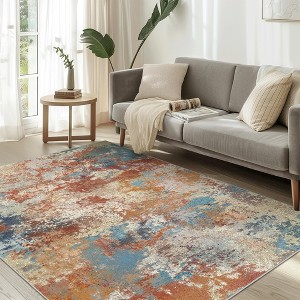 Abynow Geometric Modern Loomed Machine Washable Area Rug - 1 of 4