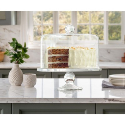 Elegant Clear Glass Pedestal Cake Stand with Dome