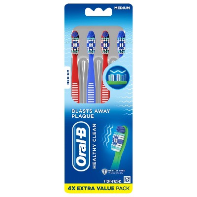 Oral-B Healthy Clean Toothbrushes, Blasts Away Plaque, Medium, 4 Count