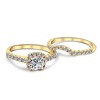 Pompeii3 1 1/4Ct Diamond Cushion Halo Engagement Wedding Ring Set 10k Yellow Gold - 4 of 4