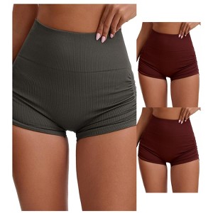 INSPIRE CHIC 3 Packs Women's High Waist Slimming Waist Butt Lifter Control Panties Workout Sport Running Short - 1 of 4