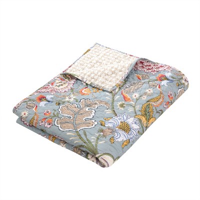 Angelica Floral Cotton Reversible Quilted Throw 50x60in