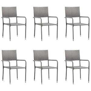 vidaXL Patio Dining Chairs 6 pcs Stackable Gray Poly Rattan - 1 of 1