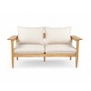 Outdoor Patio Acacia Wood Loveseat,2-Seater Armrest Lounge Chair for Balcony,Modern Fabric Cushion Small Space Furniture-Cuddlewood - 3 of 4