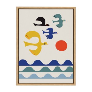18" x 24" Sylvie Flock of Birds Framed Canvas Wall Art by Rachel Lee Natural - Kate and Laurel - 1 of 4