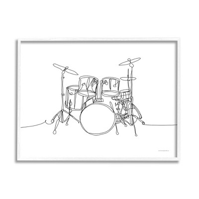 Stupell Industries Drum Kit Musician Line Doodle Framed Giclee
