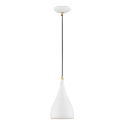 Livex Lighting Amador 1 - Light Pendant in  Textured White/Antique Brass