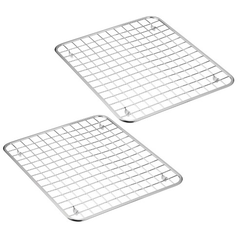 Mdesign Metal Kitchen Sink Dish Drying Rack Mat Grid Design 2 Pack Chrome Target