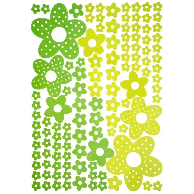 Slickblue Colorful Flower Wall Decals – Floral Vinyl Stickers in Green/Yellow/Pink, Multiple Design Options 19.7" x 27.6"