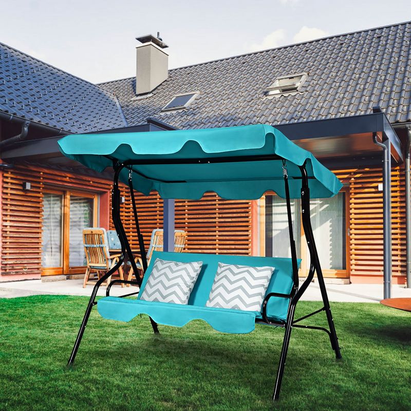 Costway Patio 3 Seats Canopy Swing Glider Hammock Cushioned Steel Frame Outdoor, 2 of 10