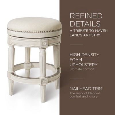White Oak Backless Swivel Counter Stool with Upholstered Seat