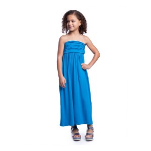 Girls Solid Color Strapless Tube Maxi Dress - 24sevenKid™ - 1 of 4