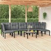 vidaXL Patio Furniture Set Sofa for Garden Lawn Black and Gray Poly Rattan - 2 of 4