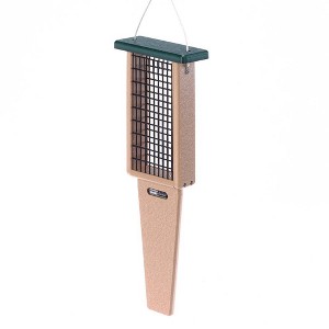 Birds Choice 2 Suet Cake Capacity Tail Prop Suet Bird Feeder 23" Taupe & Green: Weather-Resistant, No Assembly Required - 1 of 4
