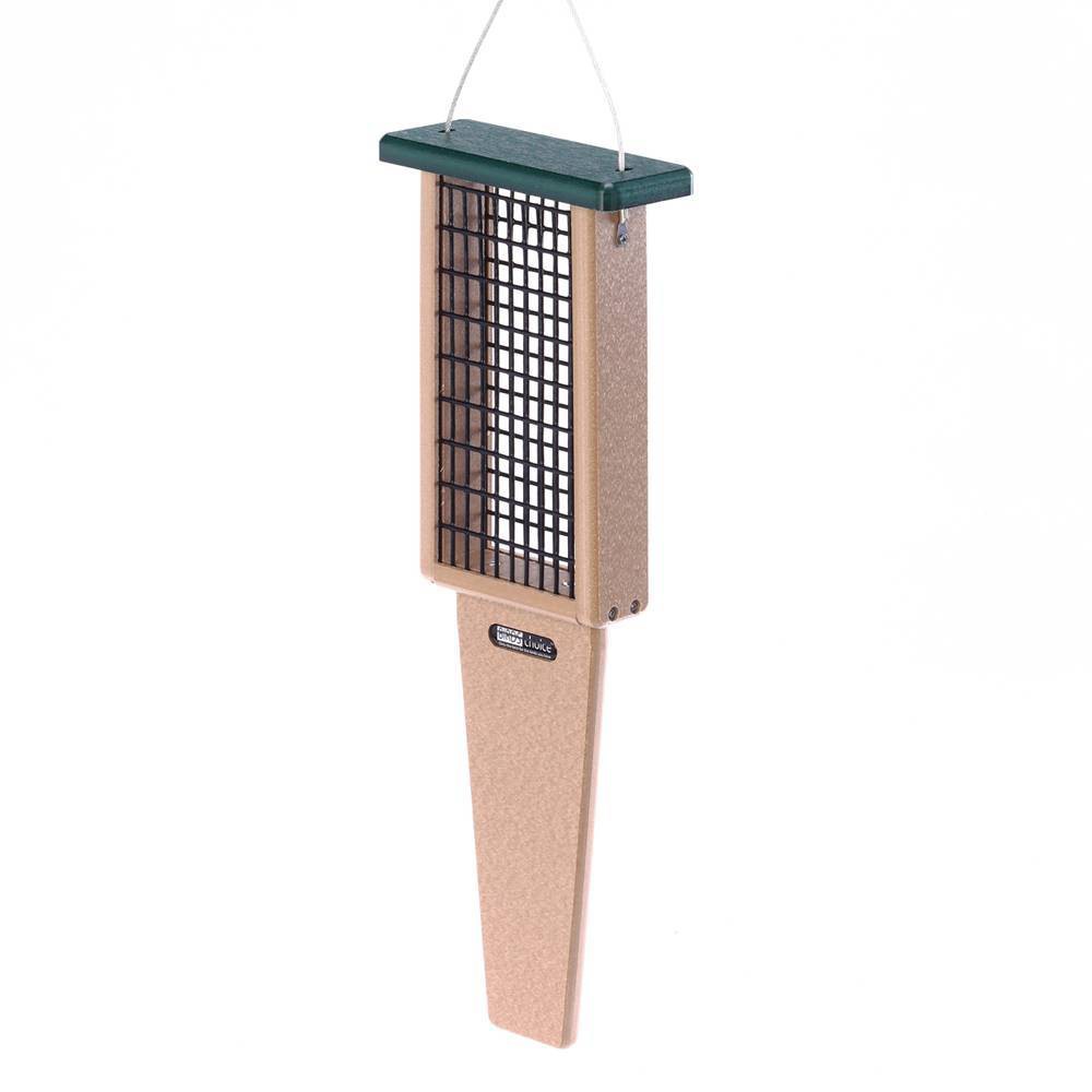 Birds Choice 2 Suet Cake Capacity Tail Prop Suet Bird Feeder 23" Taupe & Green: Weather-Resistant, No Assembly Required