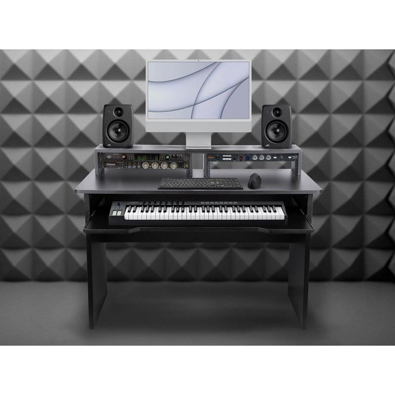Monoprice Studio Workstation with Dual 3U Rack Bays and 66-key Keyboard Controller Tray, For Modern Home Studio - Stage Right Series, 3 of 7
