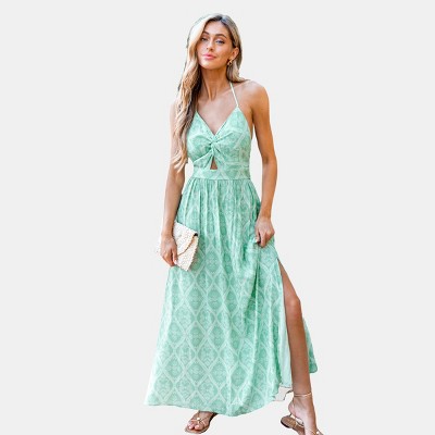 Women's Ornate Twisted Halter Maxi Dress - Cupshe