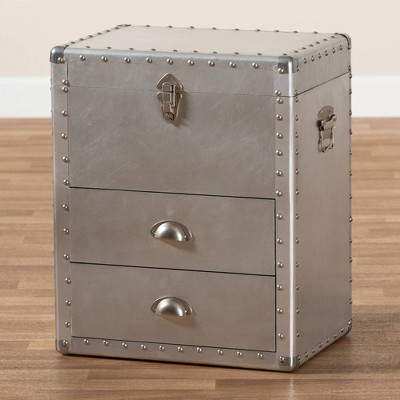 Serge Silver Metal Industrial 2-Drawer Accent Cabinet