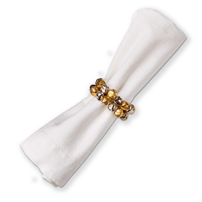 tag Jolly Jingle Bell Napkin Rings Set of 4 Multicolor Metal Christmas Table Decor Wipe Clean 2.5 x 2.5 x 0.75 Inches