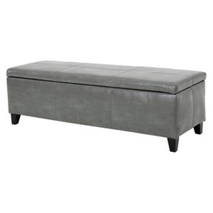 Lucinda Faux Leather Storage Ottoman Bench Dark Gray - Christopher Knight Home