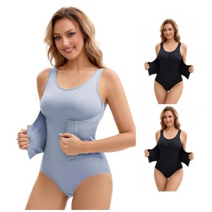 INSPIRE CHIC Women's 3 Rows Waist Cincher Butt Tummy Control Full Shapewear Body Shaper 3 Packs - 1 of 4