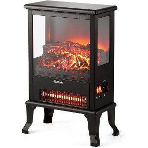 Acekool Bookcase 3D Flame Electric Fireplace, 1500W Heater Stove, Three-Sided Glass, Adjustable Temp, Mechanical Control, Black - 1 of 1