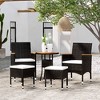 vidaXL 5 Piece Lounge Set - Black Poly Rattan - Outdoor Patio/Deck/Balcony Furniture - Acacia Wood Table - Padded Seats/Cushions - 2 of 4