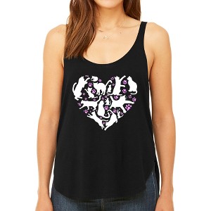 LA Pop Art Cat Heart - Women's Premium Word Art Flowy Tank Top - 1 of 4