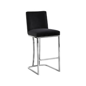 Meridian Furniture,Heidi Black Velvet Stool - 1 of 4
