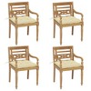 vidaXL Solid Teak Wood Batavia Chair Set - Outdoor Patio Garden Seating with Cream White Cushions, Weather-Resistant, Easy to Clean, Elegant Design - 2 of 4