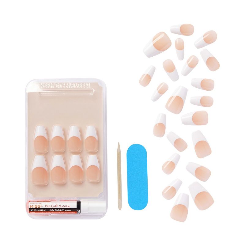 KISS Products Salon Acrylic Medium Coffin French Manicure Fake Nails Kit - Je T&#39;aime - 31ct, 5 of 15